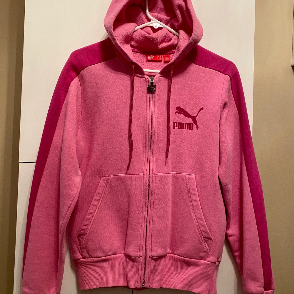 Women’s Puma Large full zip Pink hooded sweatshirt